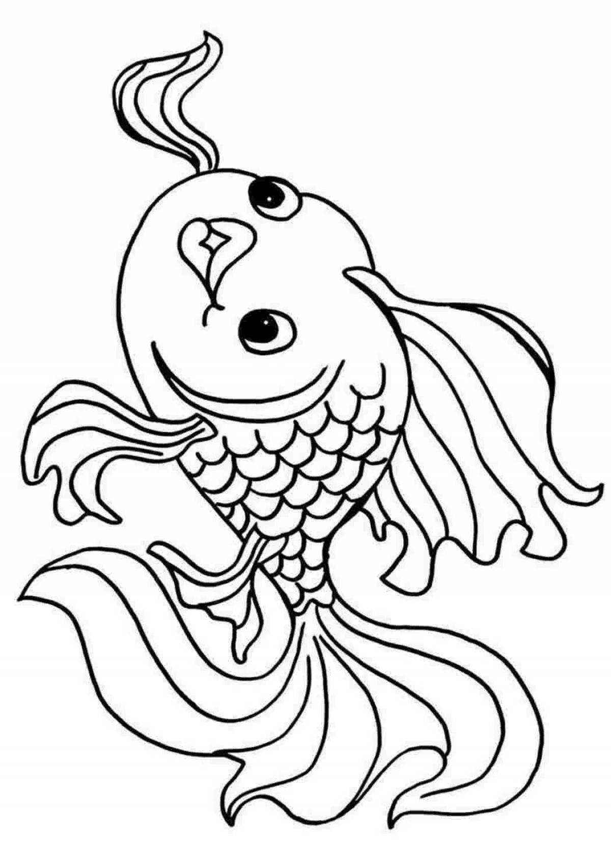 Amazing goldfish coloring pages for 3-4 year olds