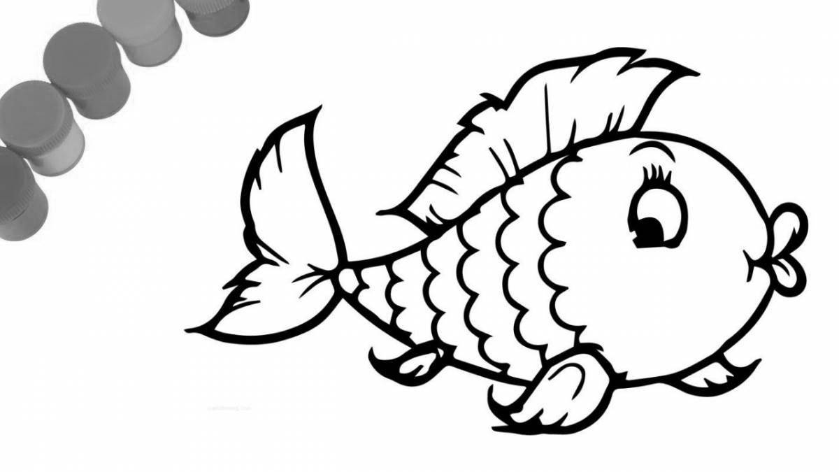 Раскраска «сияющая золотая рыбка» для детей 3-4 лет