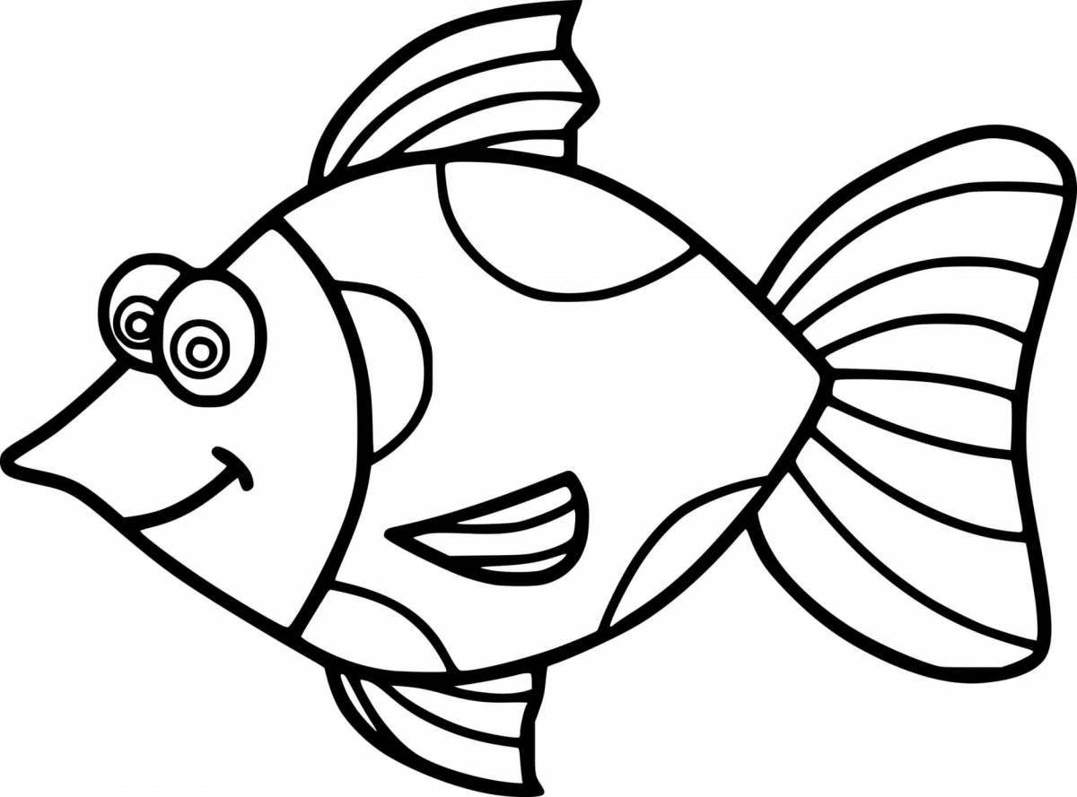 Привлекательная раскраска «золотая рыбка» для детей 3–4 лет