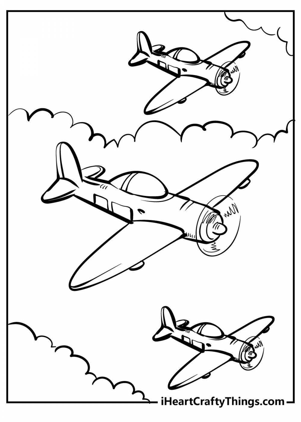 Glorious military aircraft coloring book for children 5-6 years old