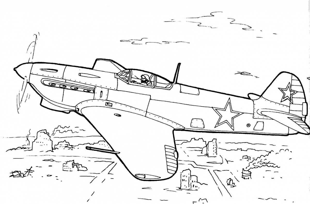 Cute military aircraft coloring book for 5-6 year olds