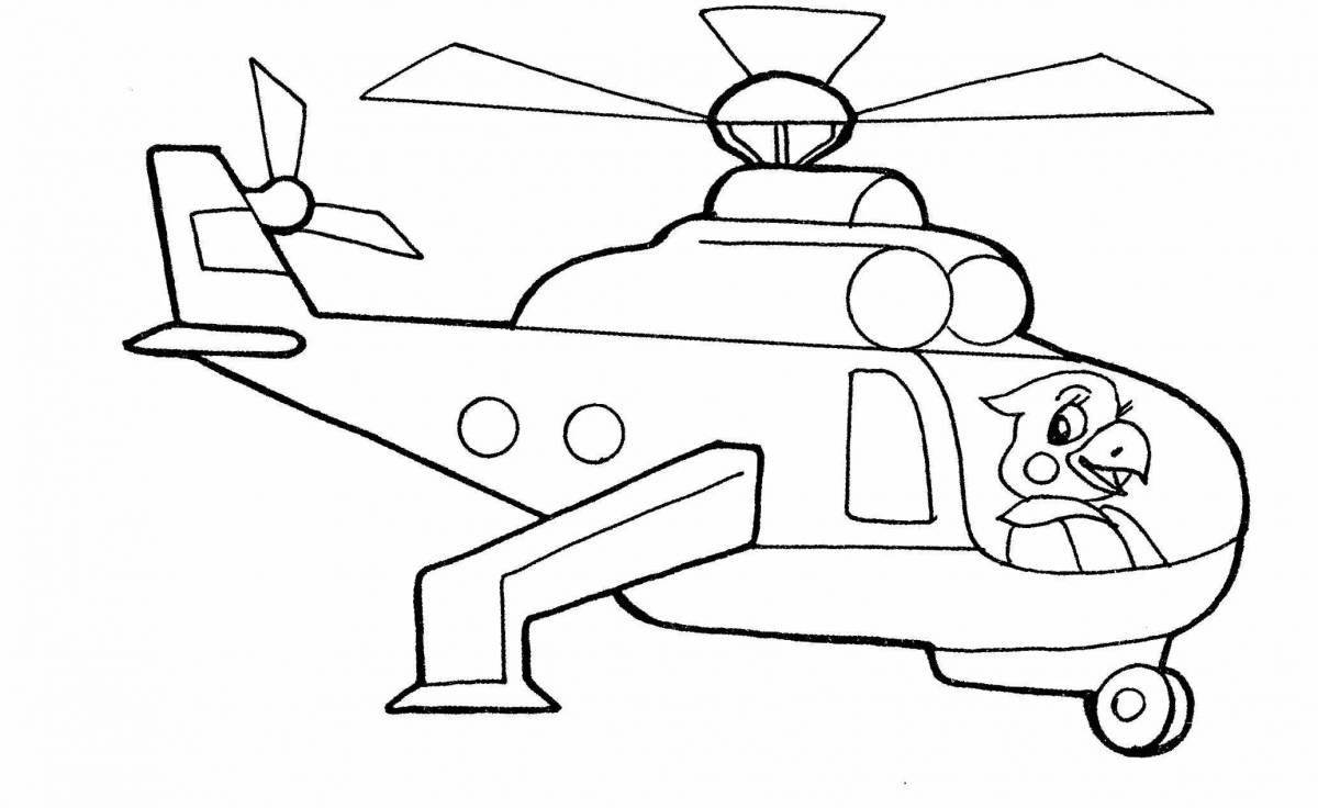 Чудесная раскраска военного самолета для детей 5-6 лет