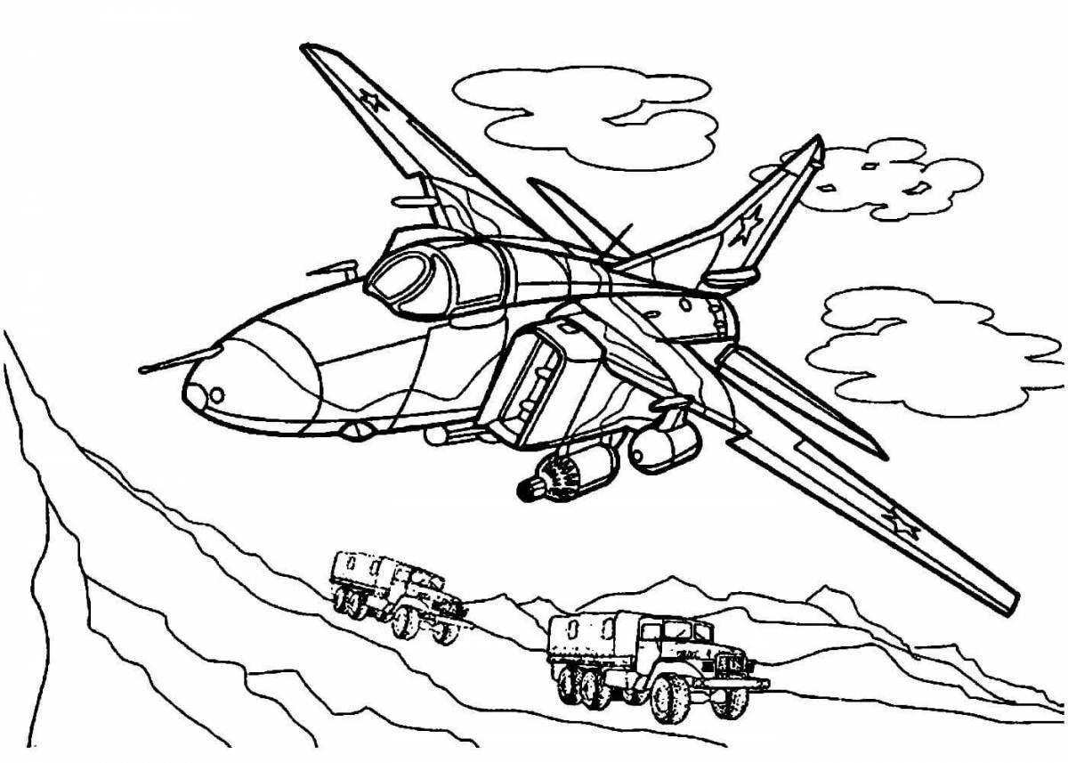 Creative military aircraft coloring book for 5-6 year olds