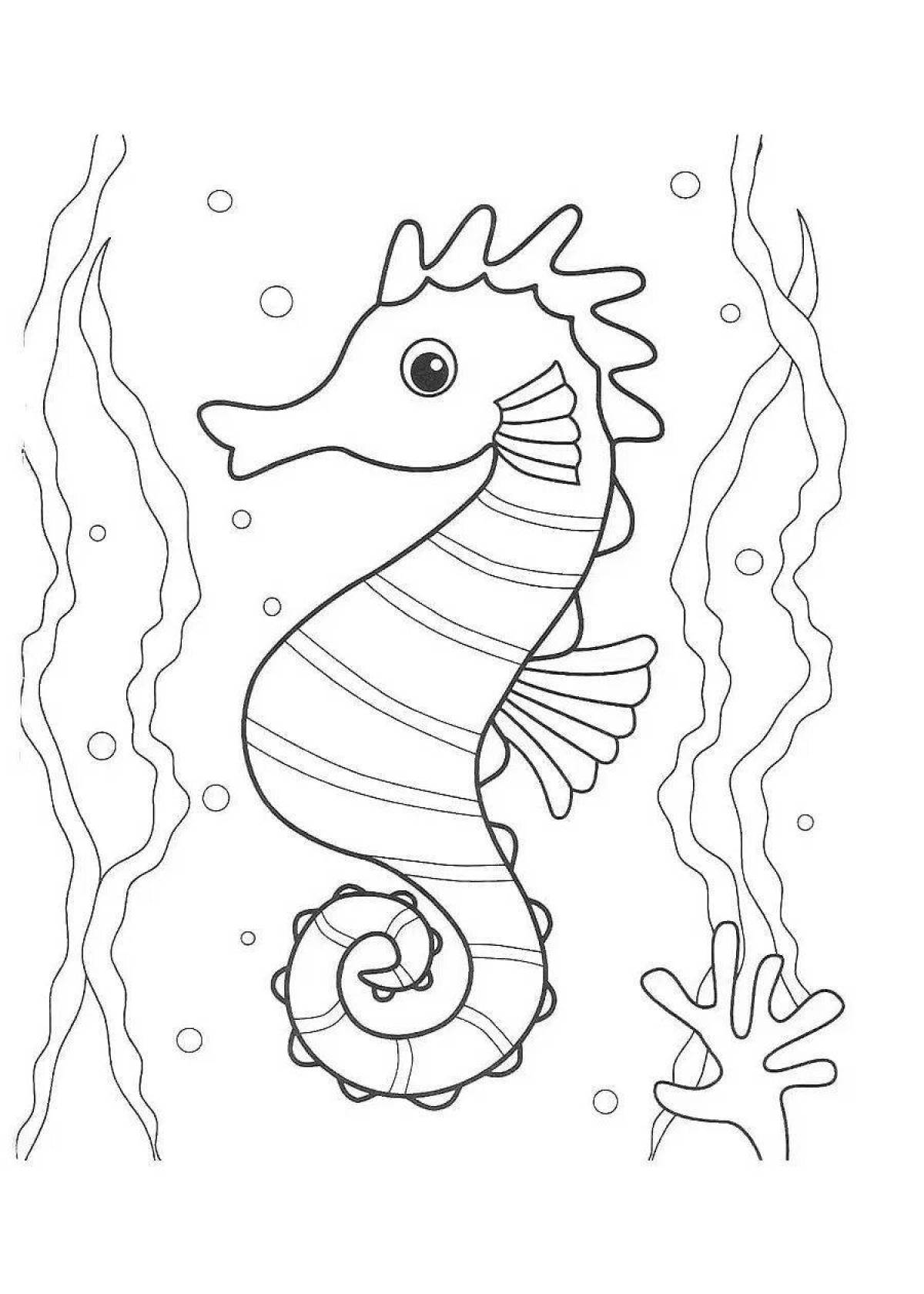 Выдающаяся страница раскраски морской жизни для детей 4-5 лет