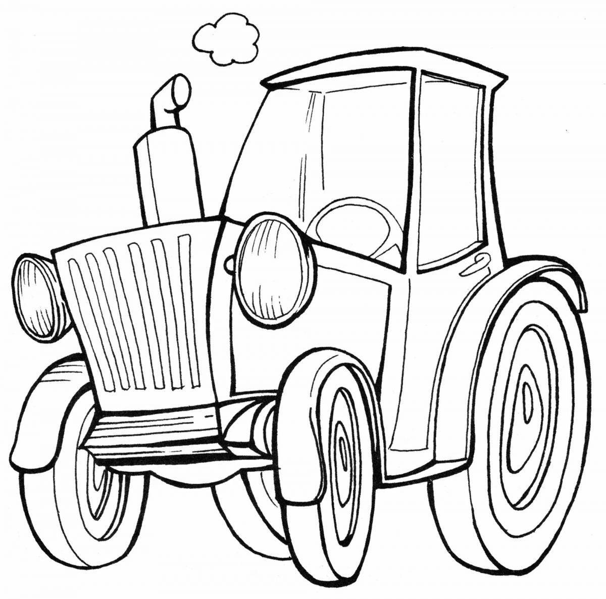 Adorable blue tractor coloring book for 4-5 year olds