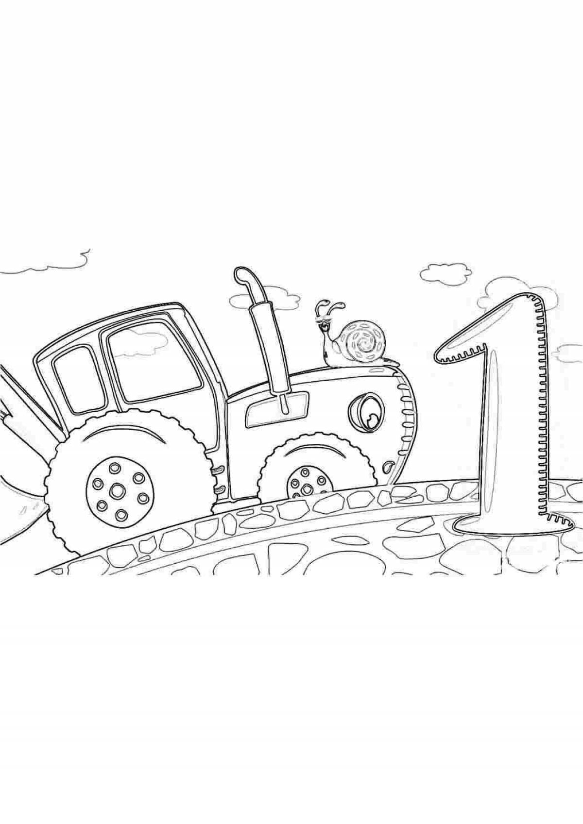 Fabulous Blue Tractor Coloring Page for Toddlers