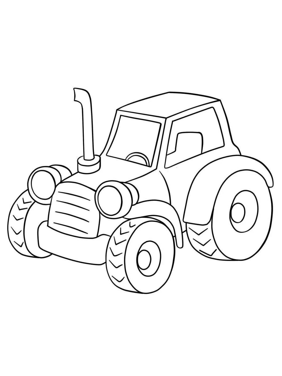 Gorgeous blue tractor coloring book for kids