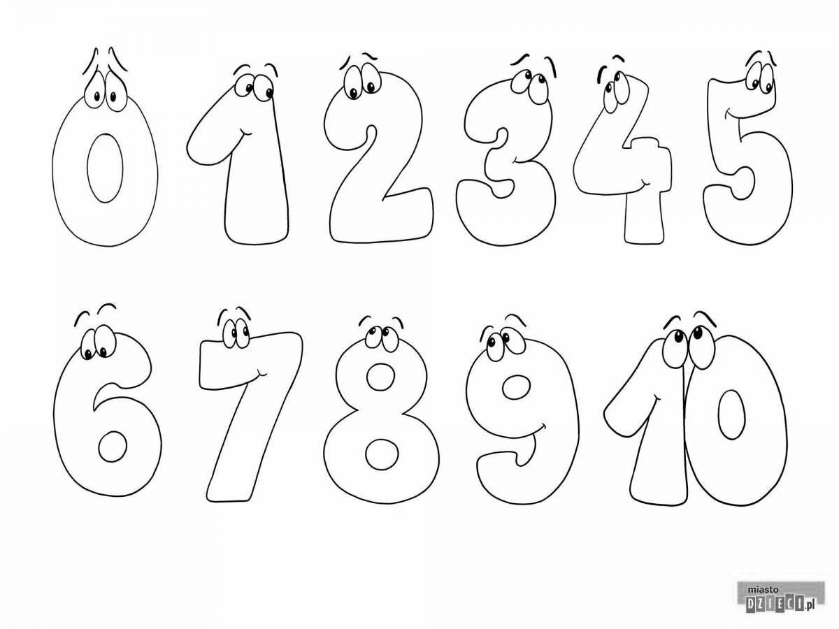 Colorful coloring pages with numbers from 1 to 10 for children