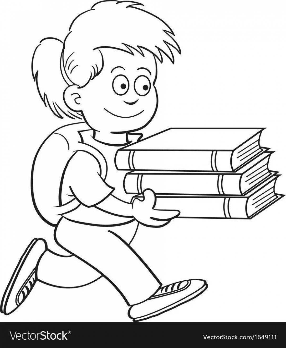 Раскраска мальчик с книгой в руках