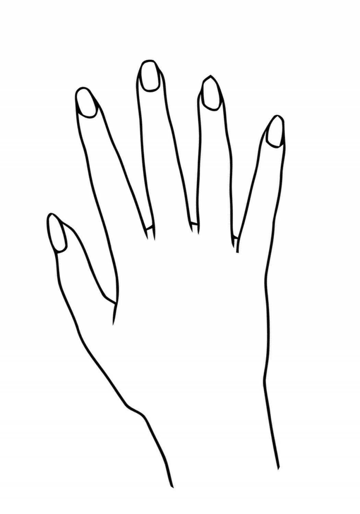 Картинка рука распечатать. Рука раскраска. Рука с ногтями шаблон. Трафарет руки с ногтями. Ногти раскраска.