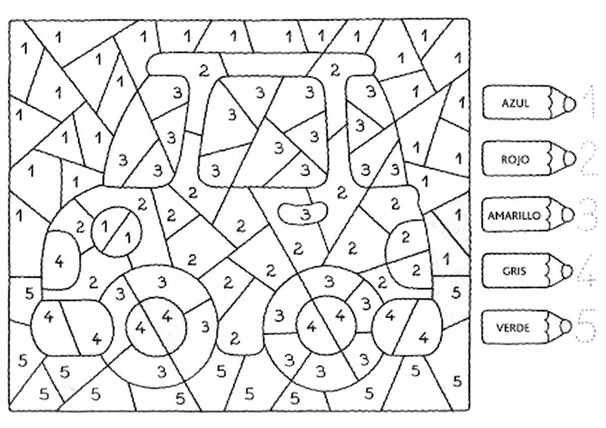 Раскрась по цифрам транспорт