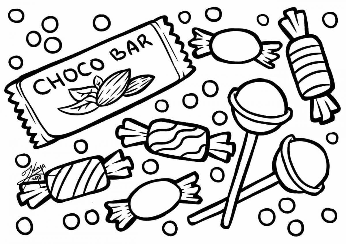 Colorful sweets coloring page for 6-7 year olds