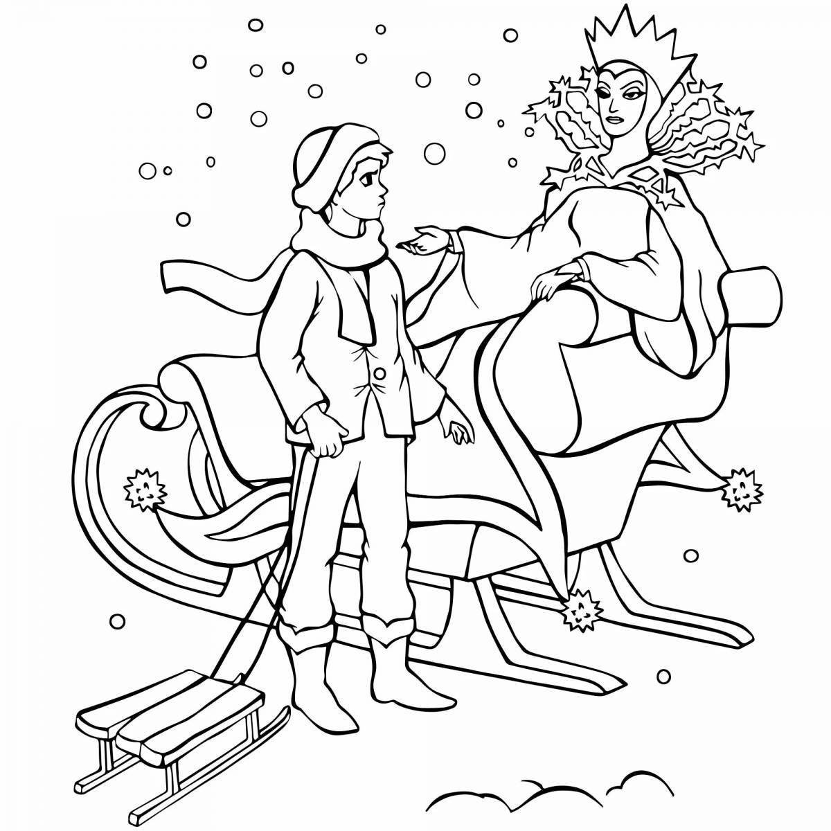 Cute snow queen coloring book for girls