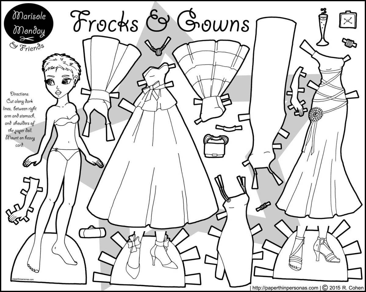 Creative paper doll with clothes to cut out