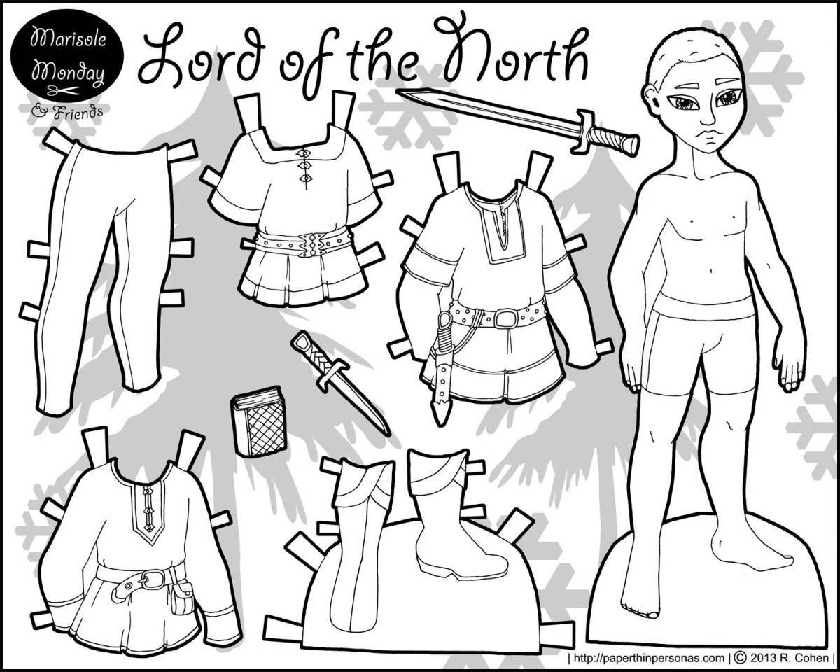 Fancy paper doll with clothes to cut out