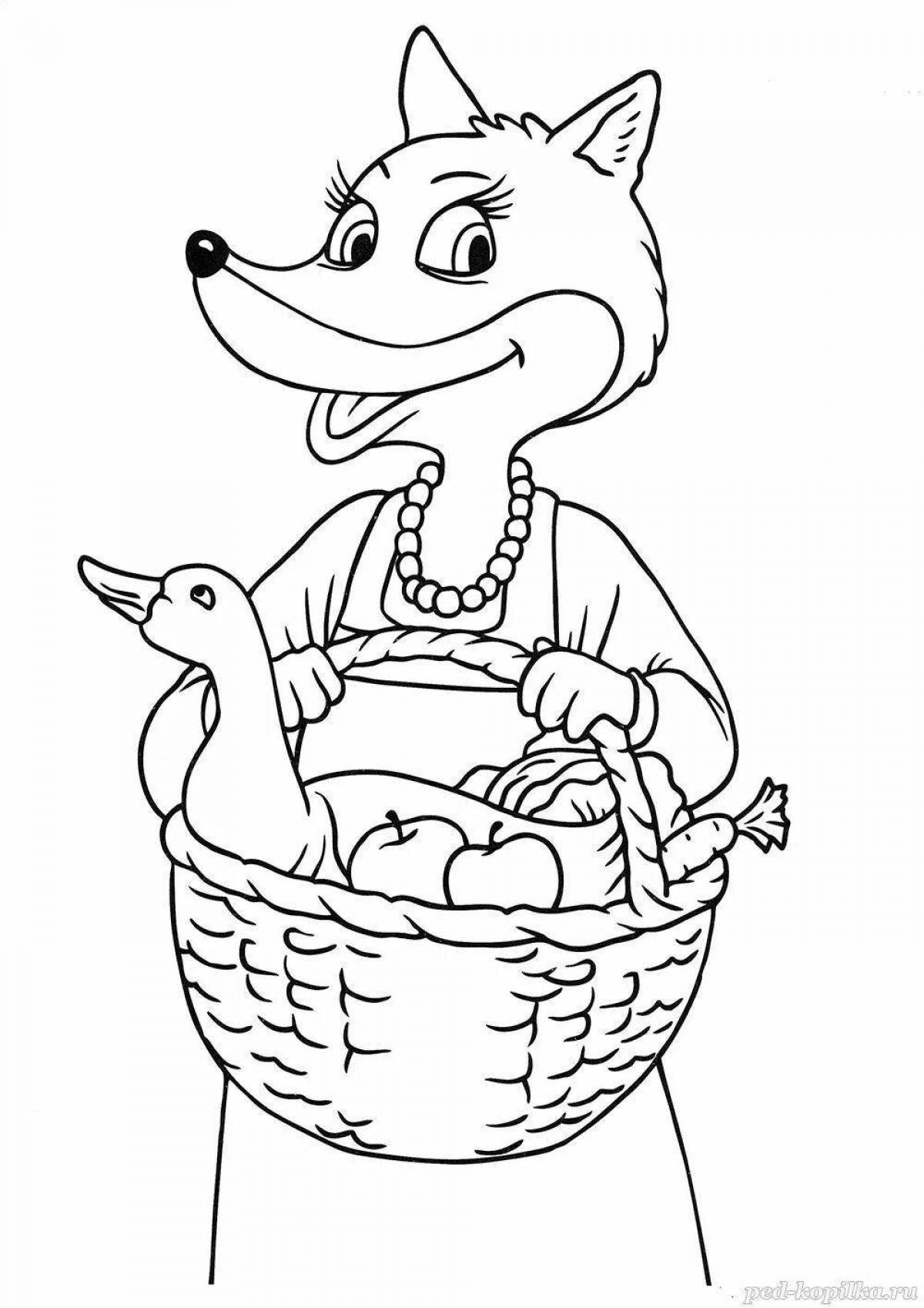 Colorful fox and rabbit coloring page
