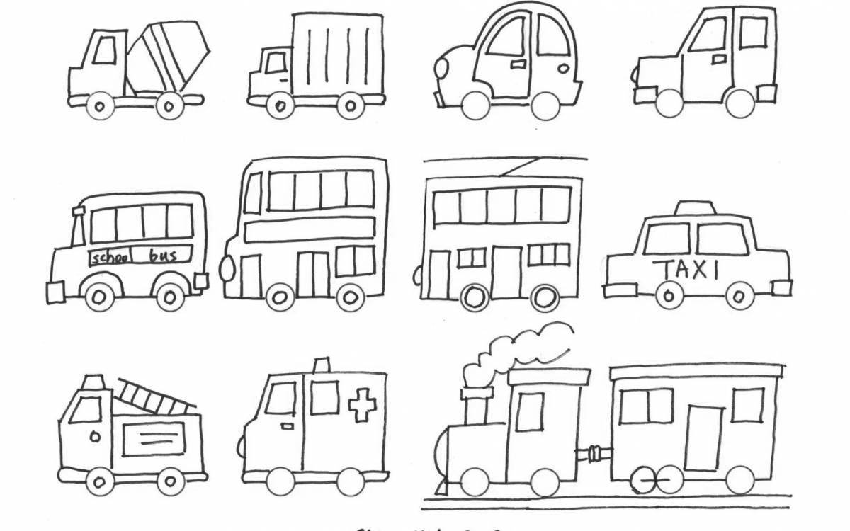 Adorable transport coloring book for toddlers