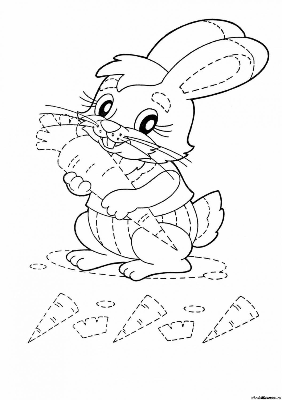 Забавный кролик-раскраска