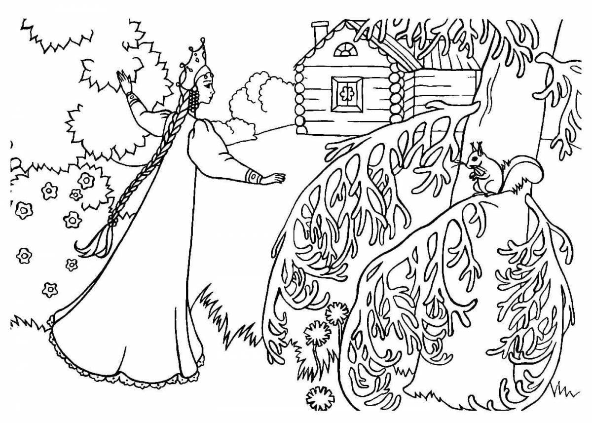 Exquisite coloring book based on Pushkin's fairy tales in kindergarten