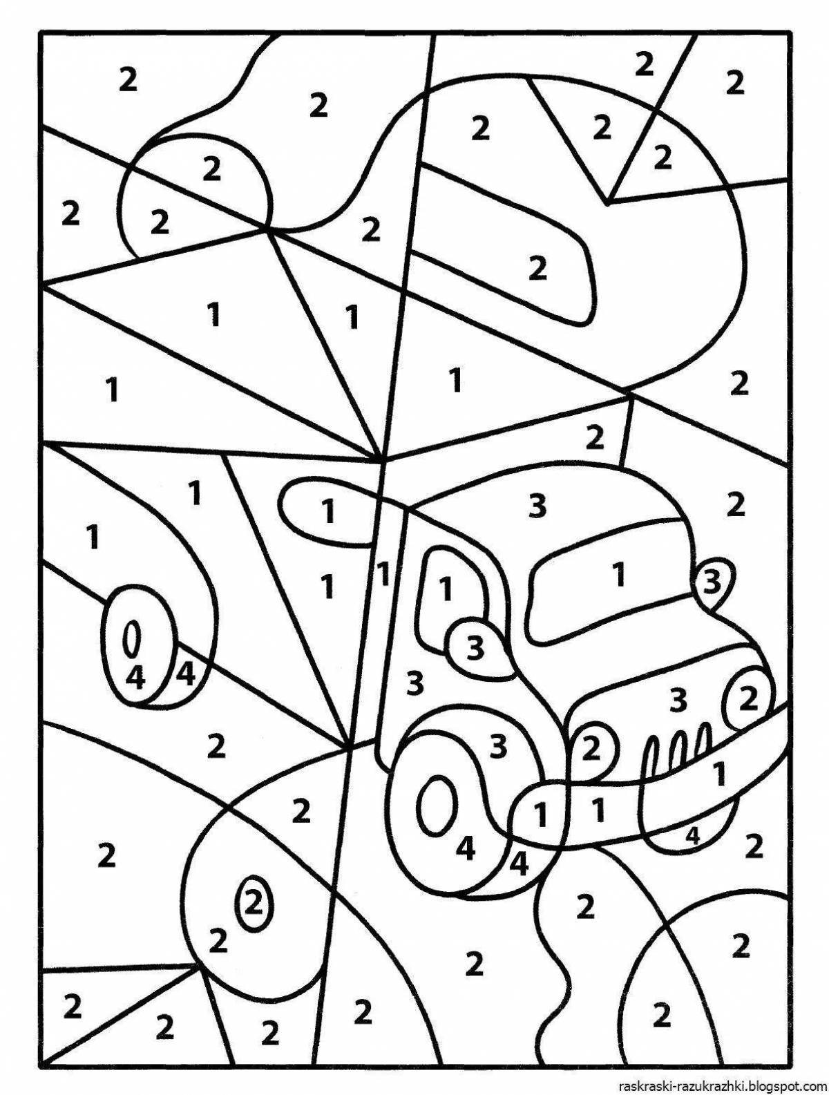 Color-crazy spell coloring page for children 7-8 years old