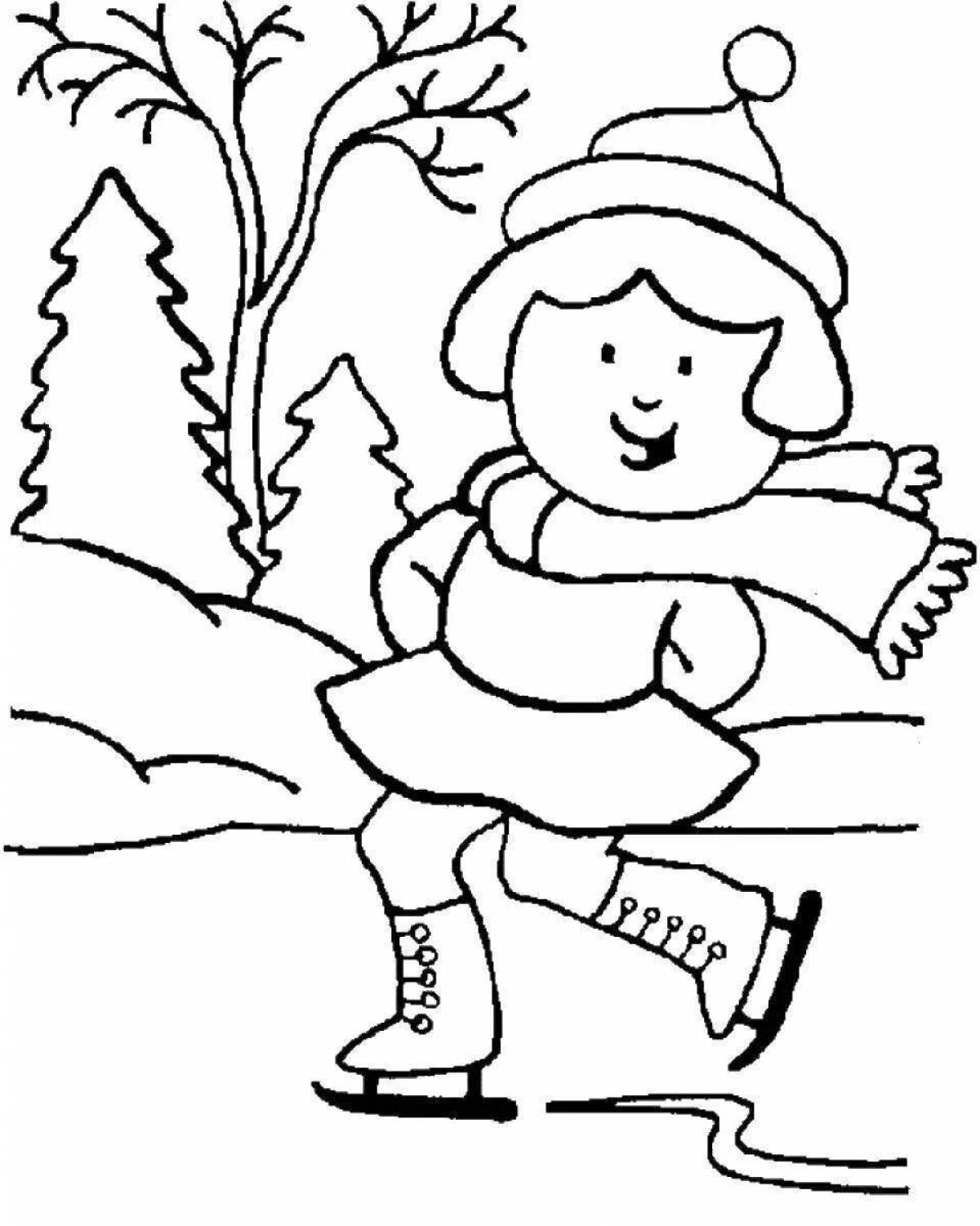 Fairy coloring winter fun for children 3-4 years old in kindergarten