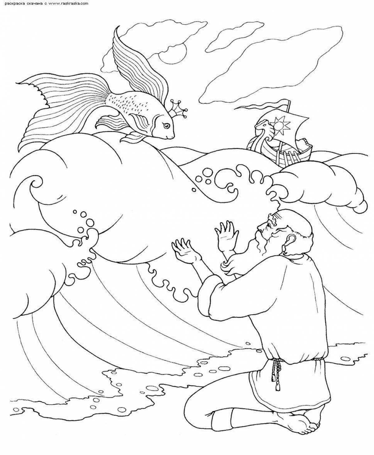 Charming coloring book based on Pushkin's fairy tales