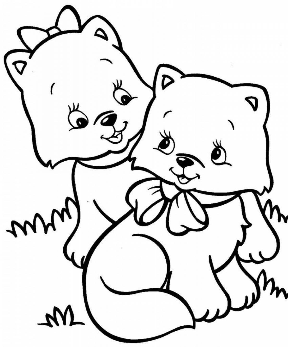Gentle coloring for children 5-6 years old for girls animals