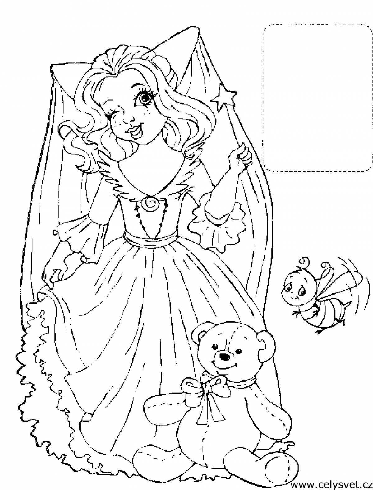 Fairytale coloring book for children 5-6 years old for girls princess
