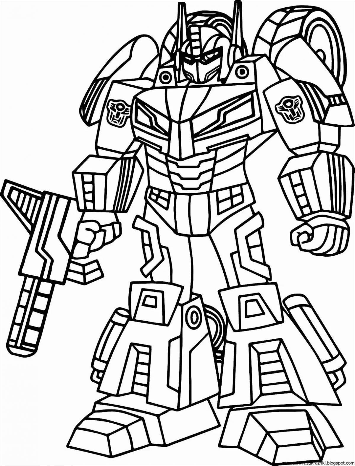 Fun robot coloring book for 5-6 year old boys