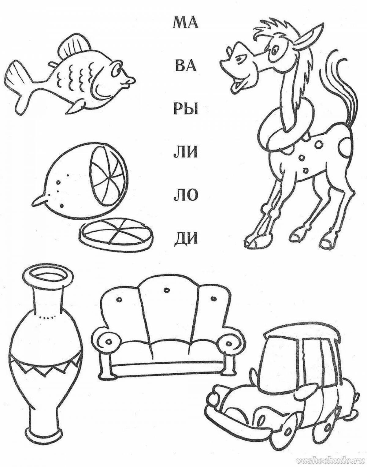 Colored syllables coloring for preschoolers