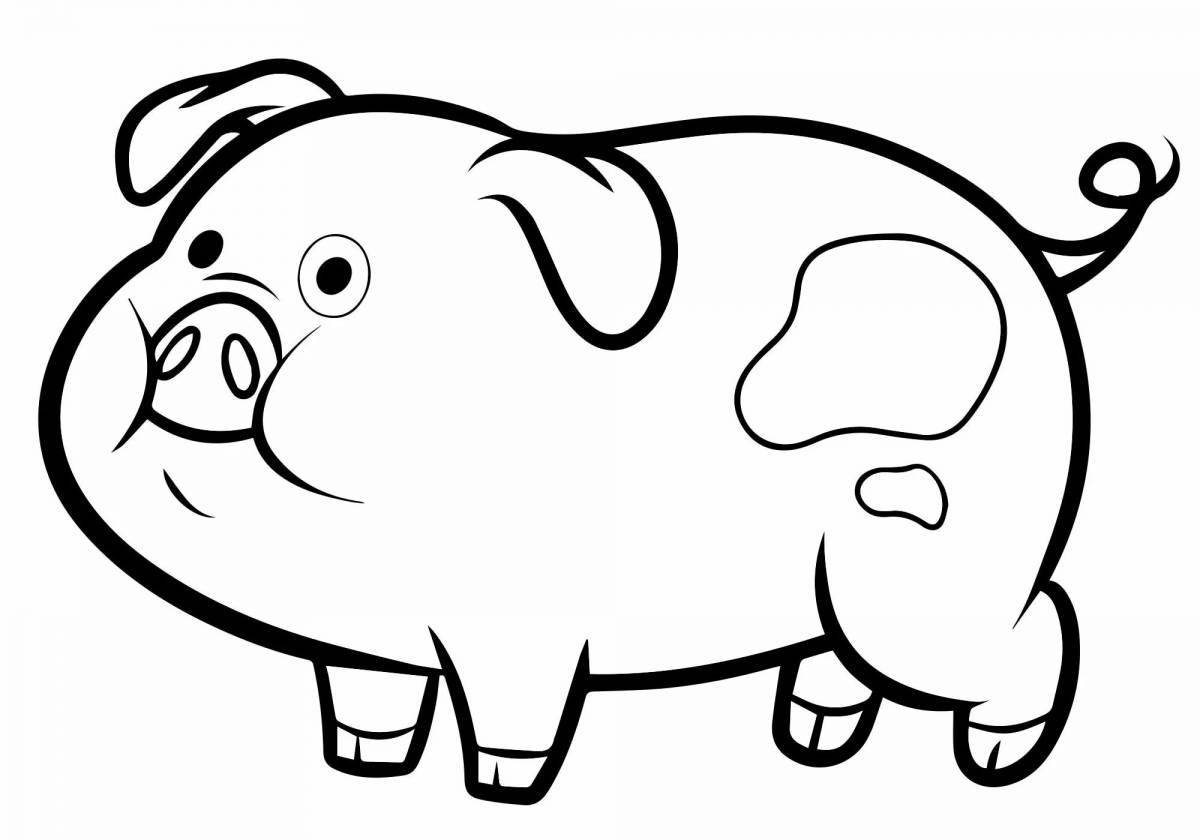 Colorful pig coloring book for kids