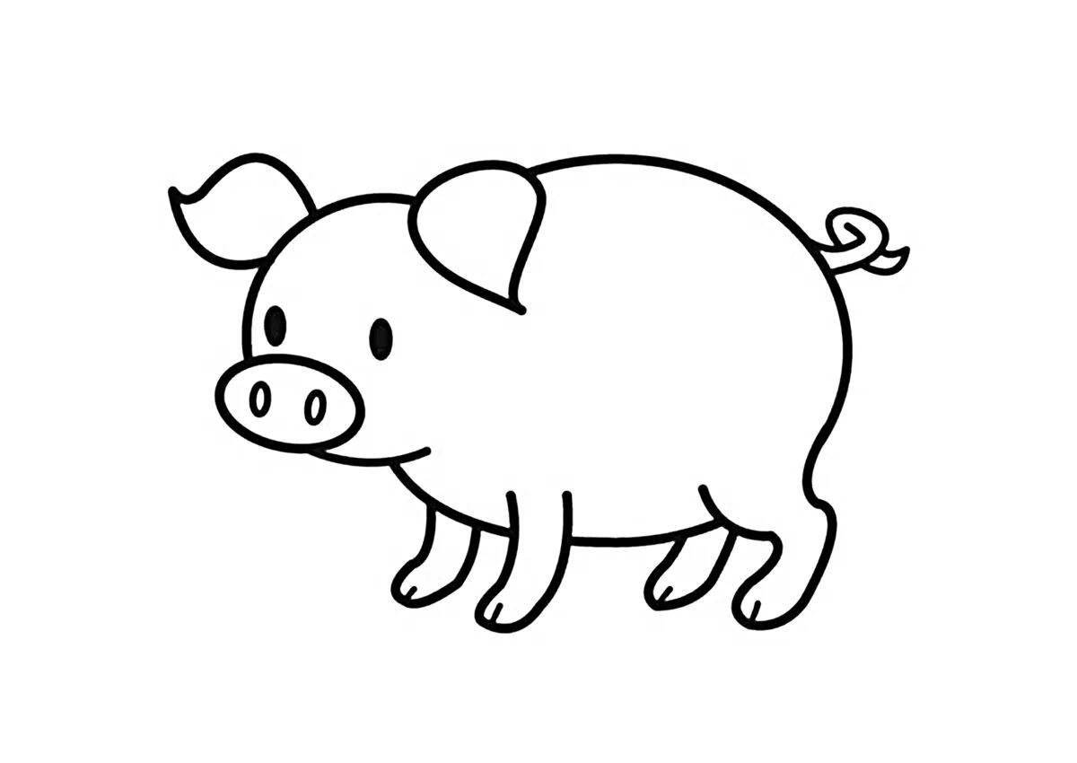 Веселая раскраска свинья для детей