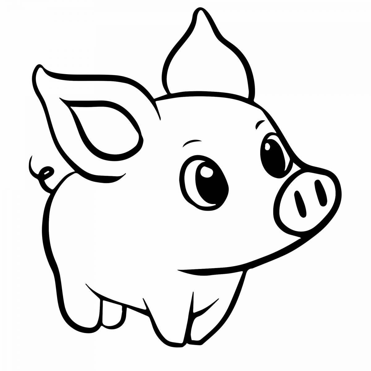 Adorable pig coloring book for kids