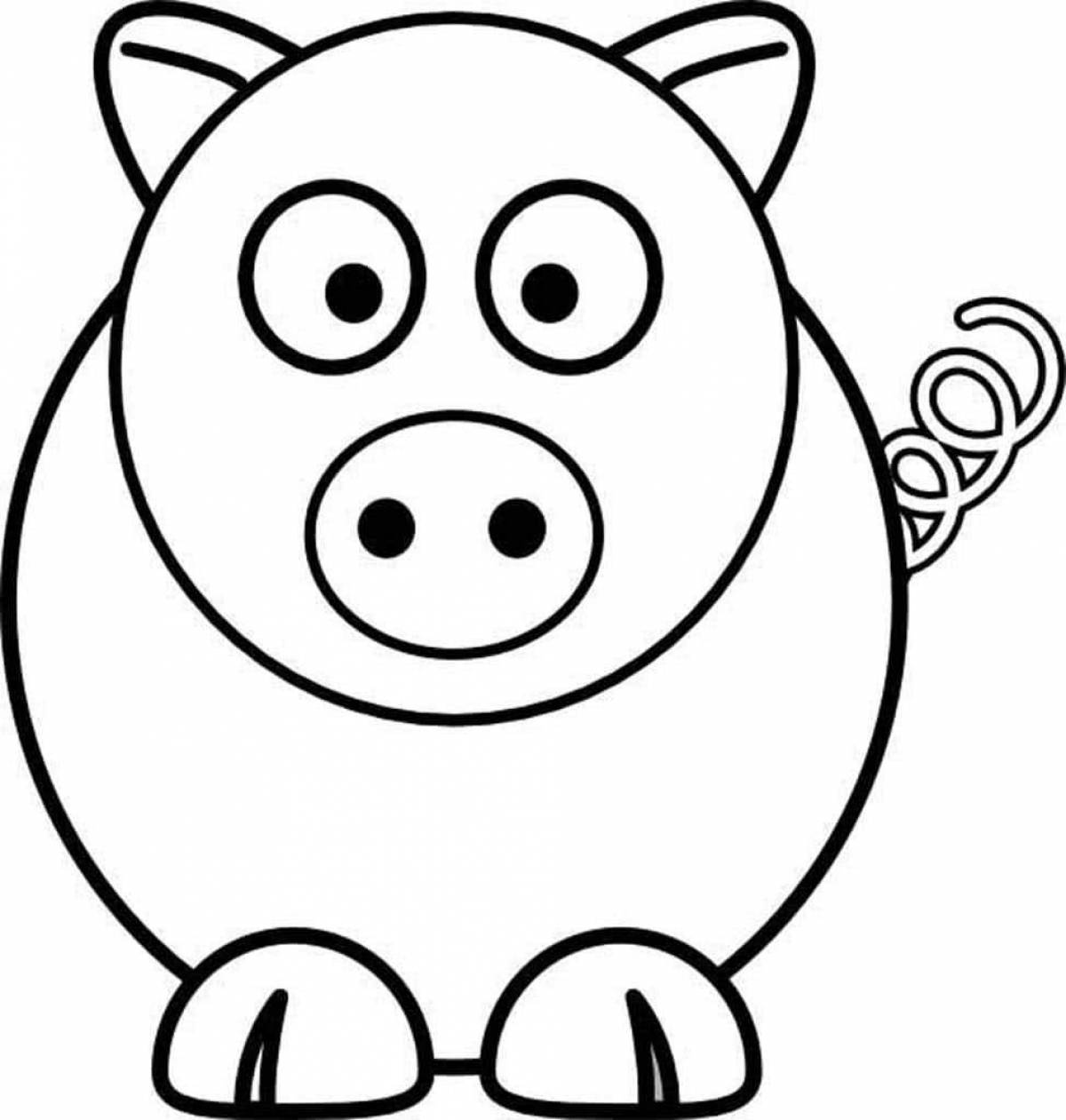 Забавная раскраска свинья для детей