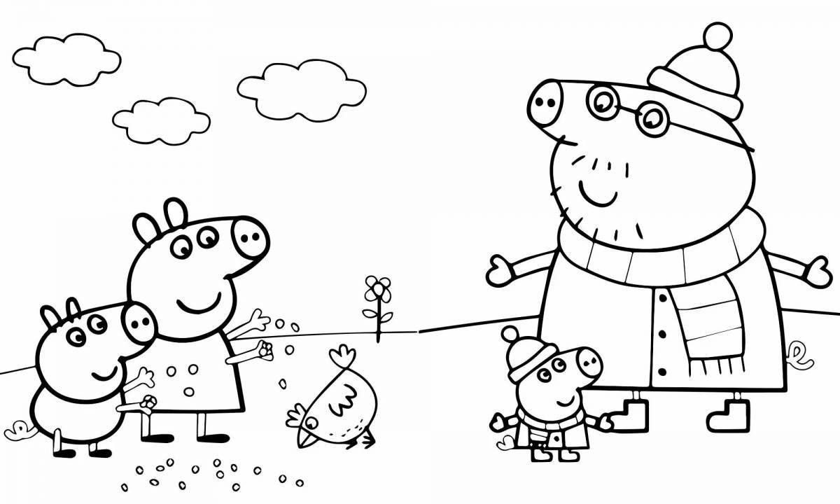 Креативная раскраска свинья для детей