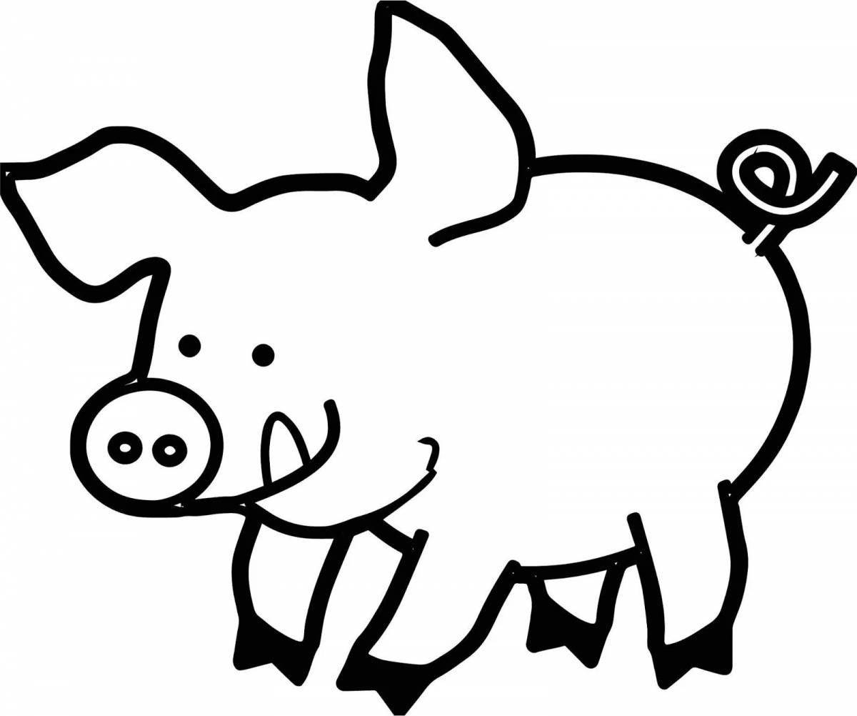 Творческая раскраска свинья для детей