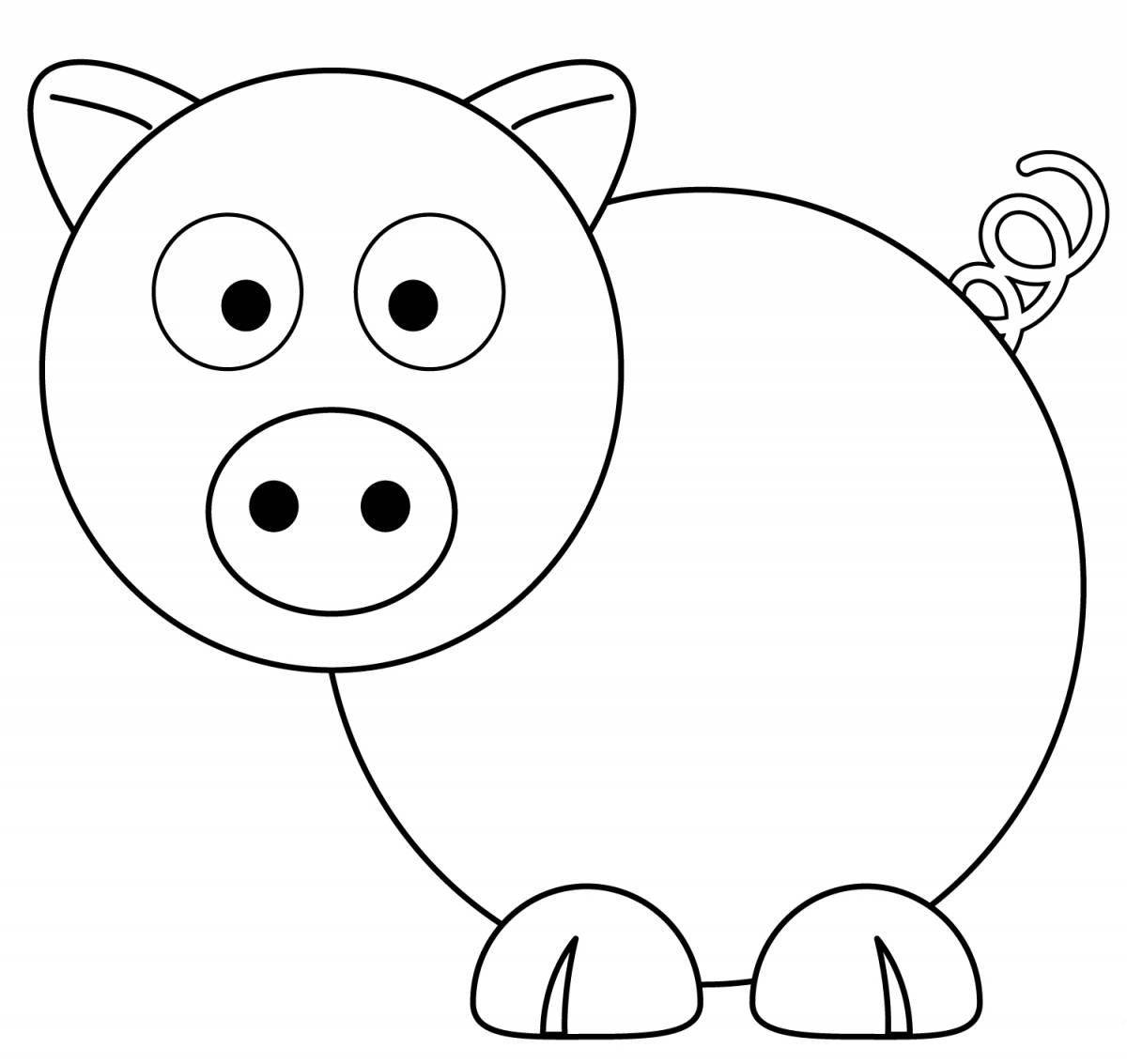 Humorous pig coloring for kids