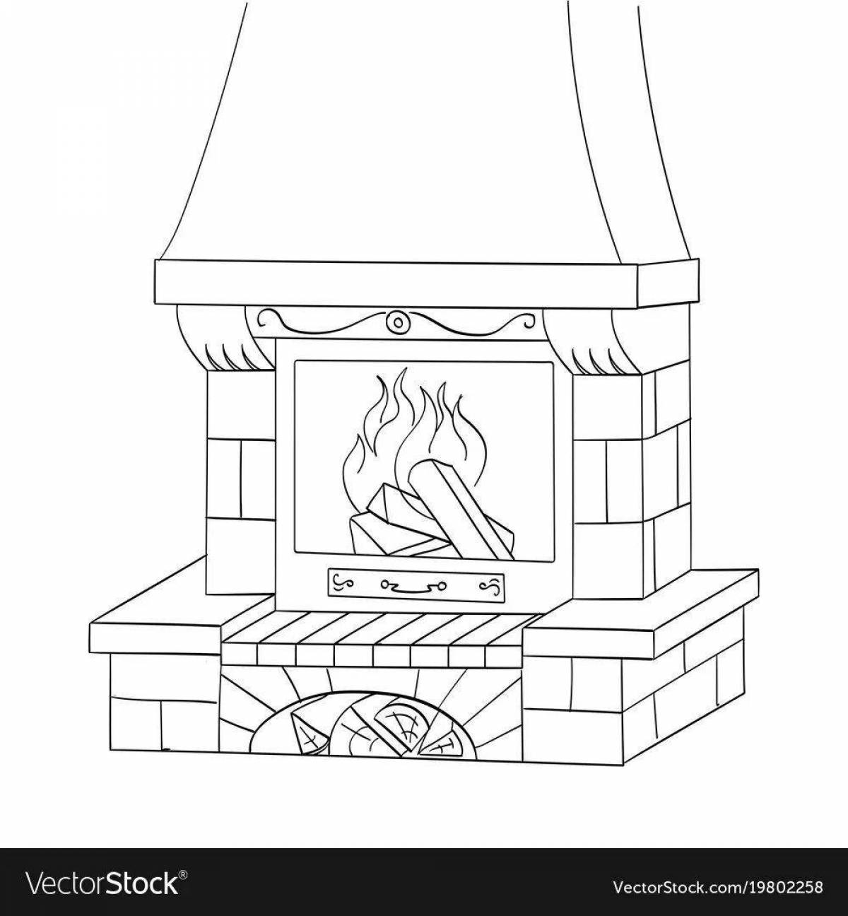 Joyful coloring of the fireplace for children