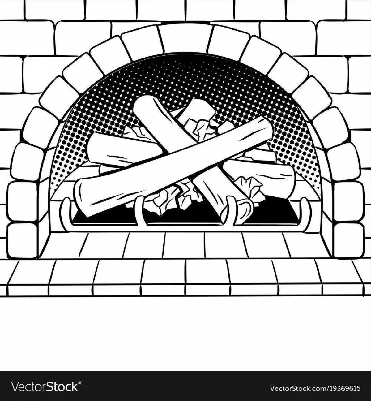 Glowing fireplace coloring book for kids