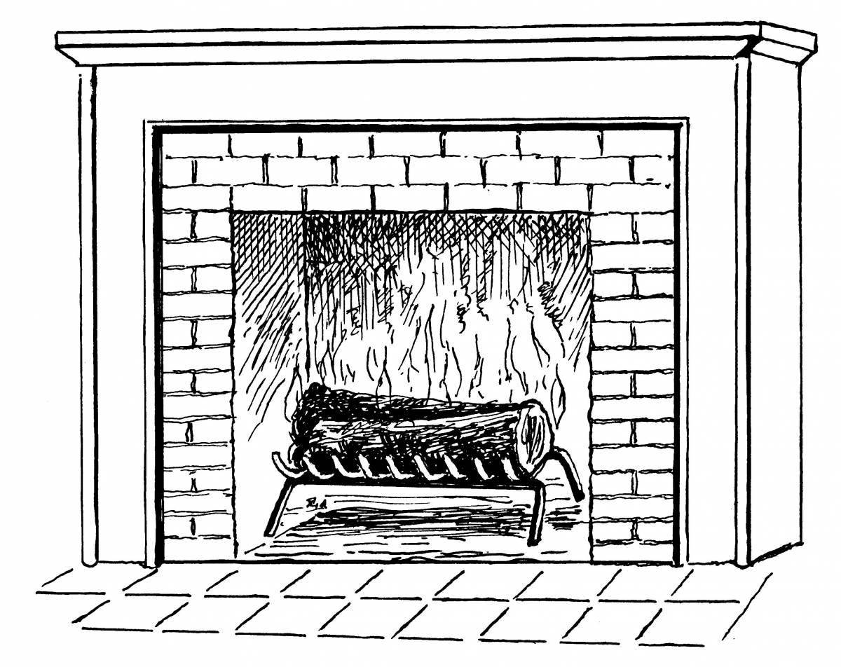 Glitter fireplace coloring book for kids