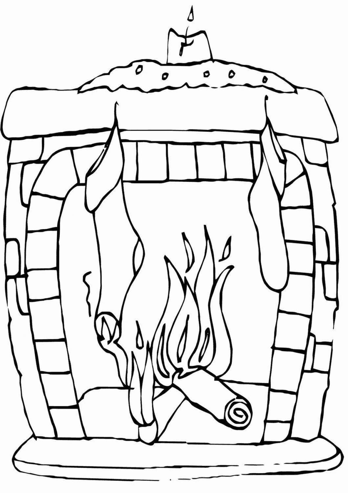 Shining fireplace coloring book for kids