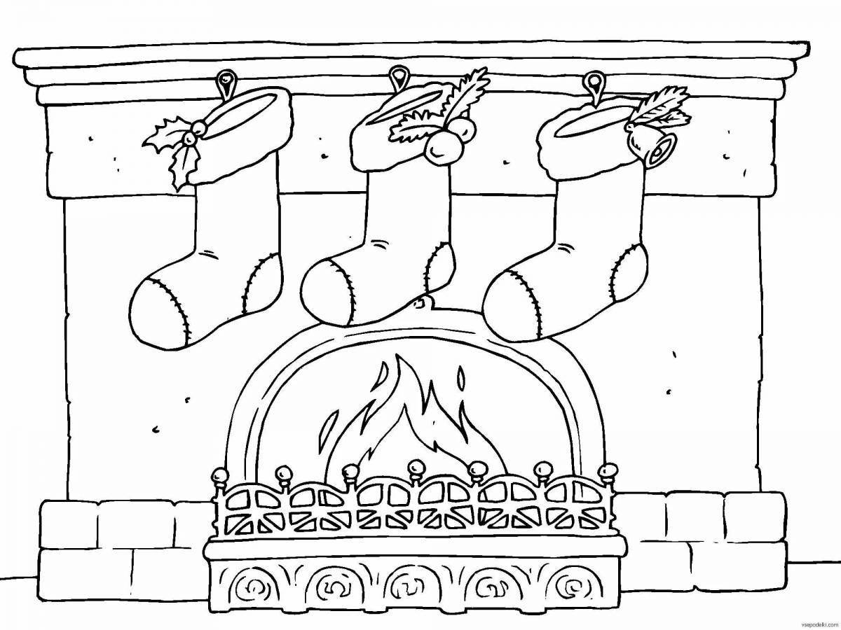 Gorgeous fireplace coloring book for kids