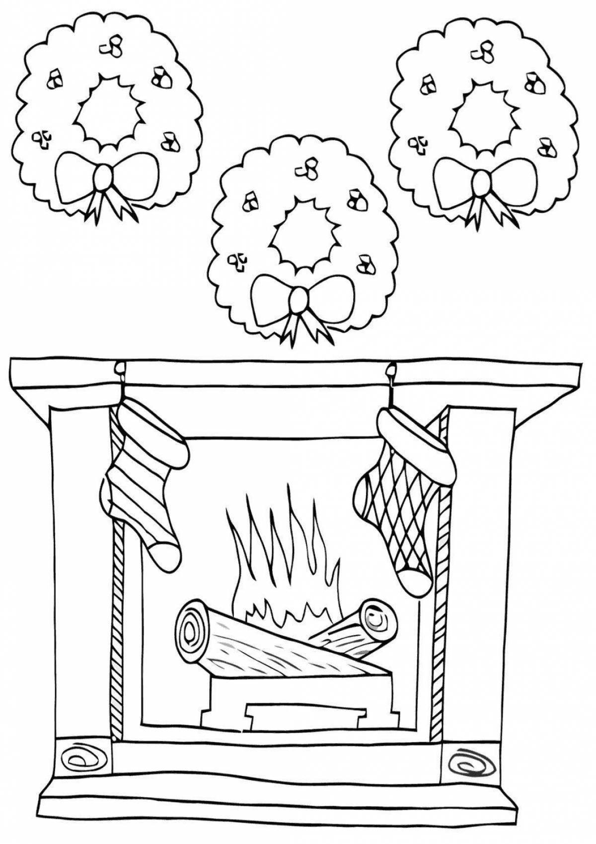 Great fireplace coloring book for kids