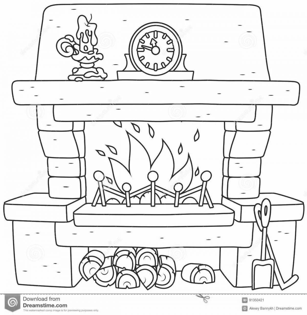 Amazing coloring pages with a fireplace for kids