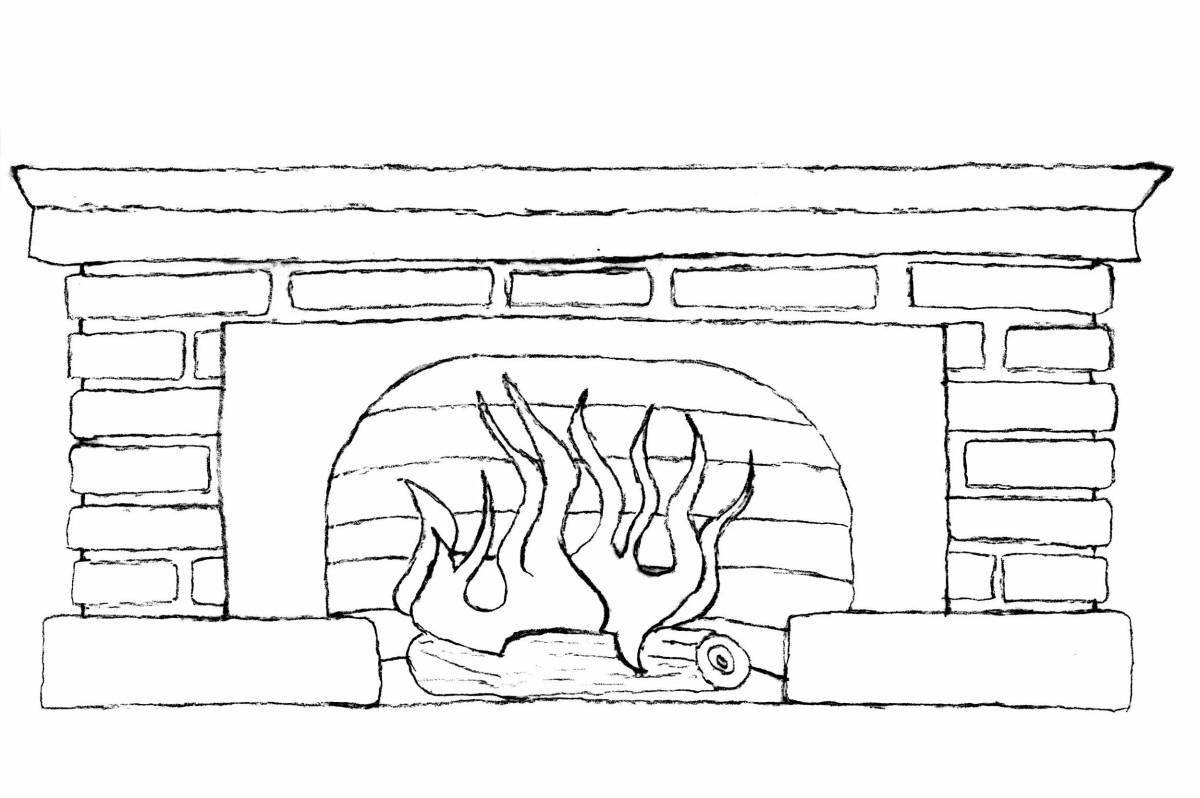 Adorable fireplace coloring book for kids
