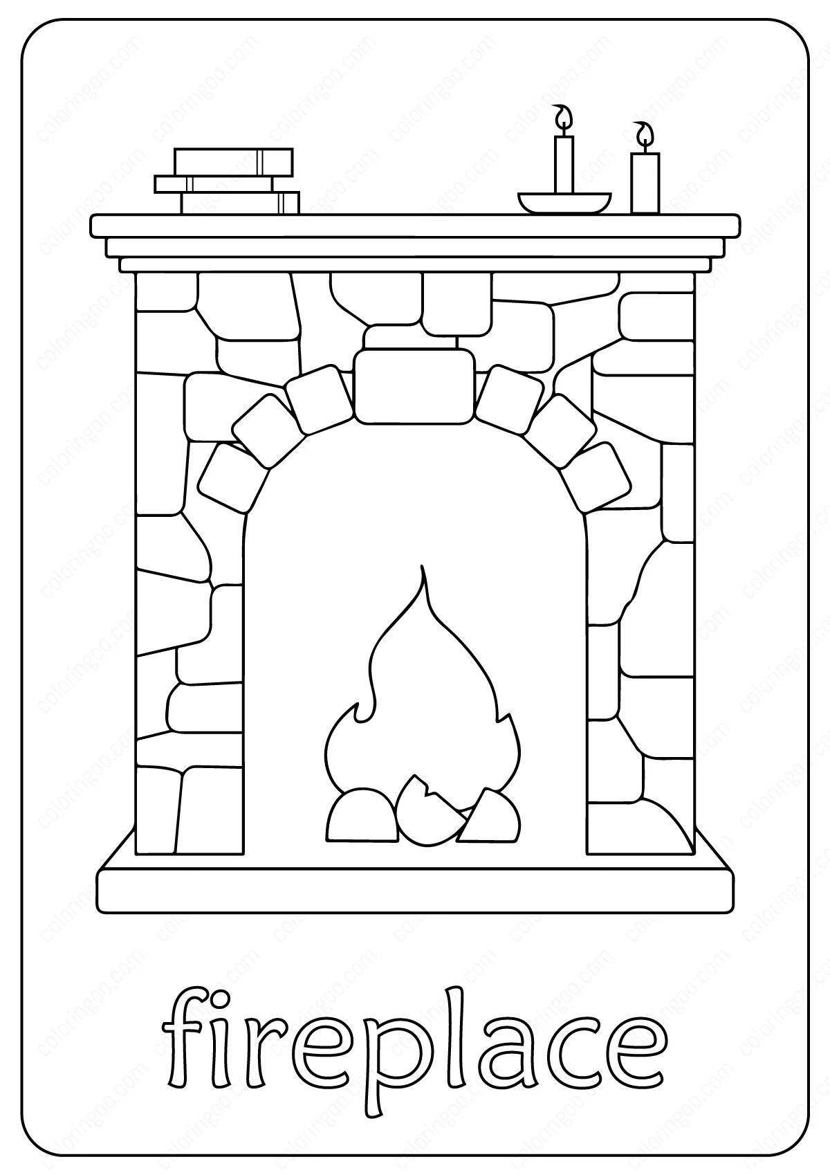 Cute fireplace coloring book for kids