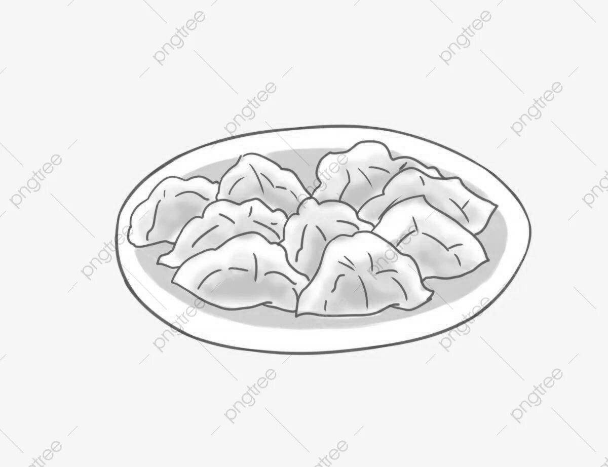 Playful dumplings coloring page for kids