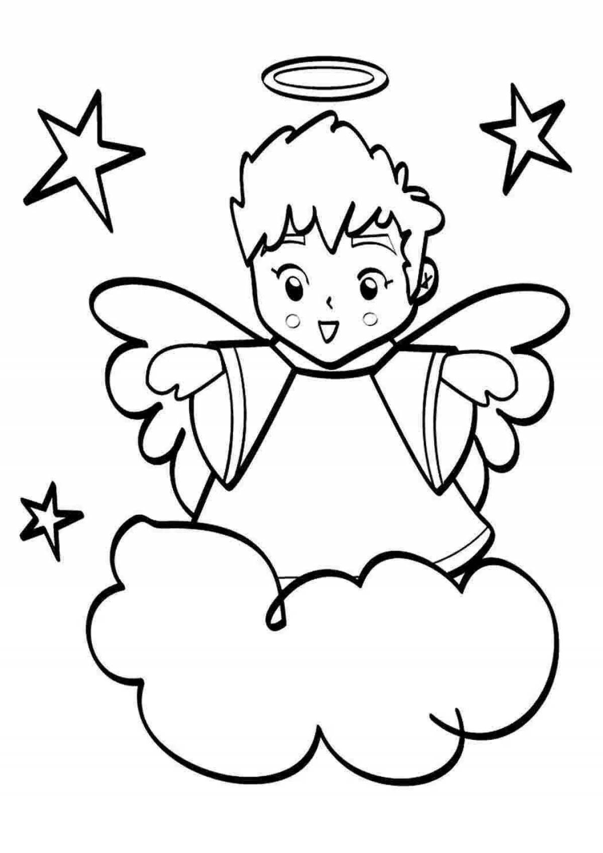 Очаровательная раскраска ангел для детей