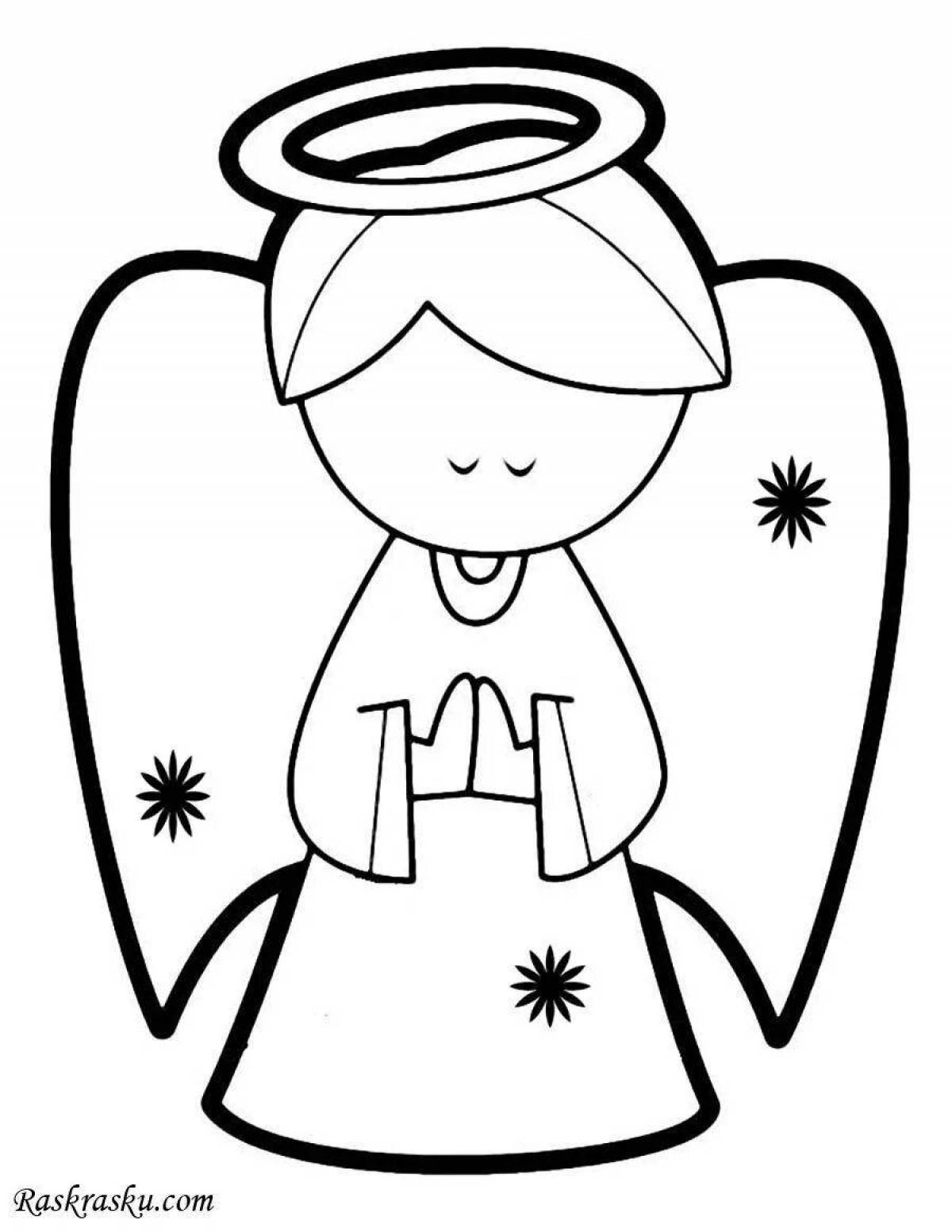 Coloring angel with heavenly power for children