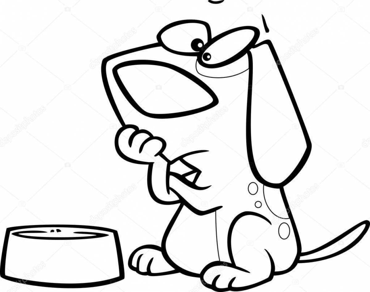 Playful dog food coloring page